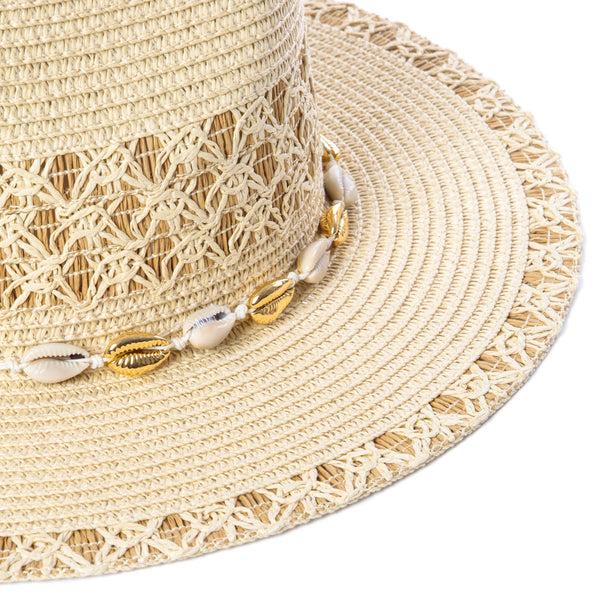San Diego Hat Company Blanca - Ultrabraid Fedora With Seashell Trim