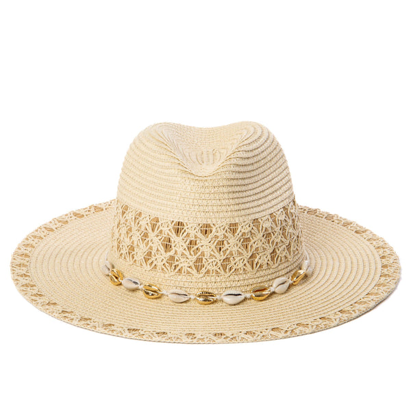 San Diego Hat Company Blanca - Ultrabraid Fedora With Seashell Trim