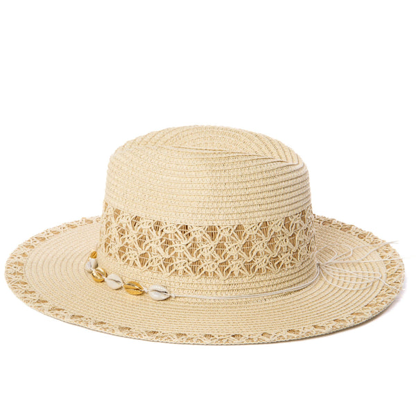 San Diego Hat Company Blanca - Ultrabraid Fedora With Seashell Trim