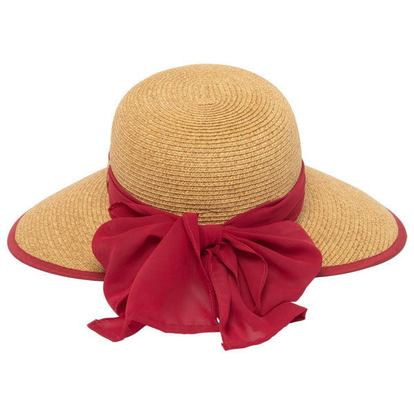 San Diego Hat Company Brunch Date - Ultrabraid Face Saver With Chiffon Tie Red