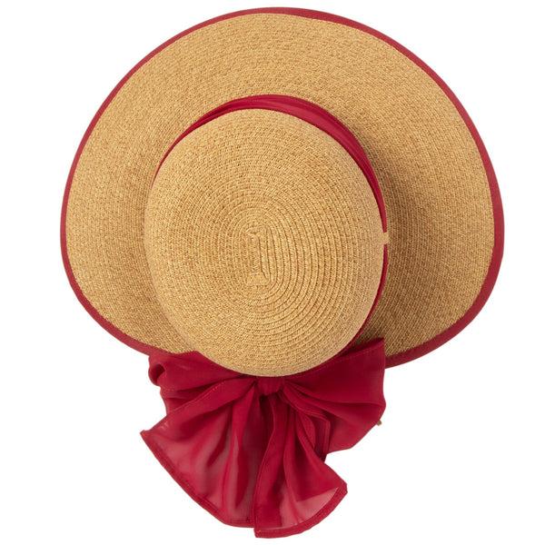San Diego Hat Company Brunch Date - Ultrabraid Face Saver With Chiffon Tie Red