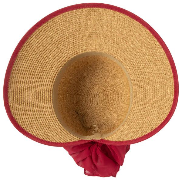 San Diego Hat Company Brunch Date - Ultrabraid Face Saver With Chiffon Tie Red