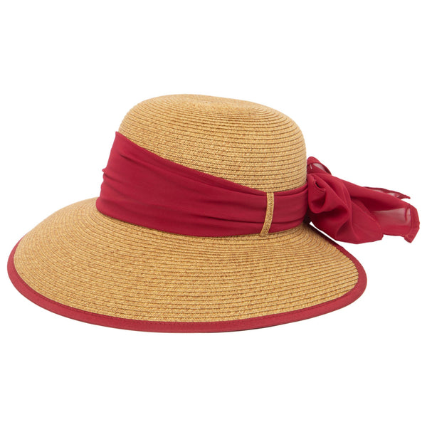 san diego hat company Brunch Date - Ultrabraid Face Saver With Chiffon Tie Red
