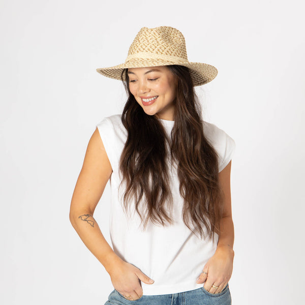 San Diego Hat Company Cheers - Multi Color Woven Paperbraid Fedora Natural