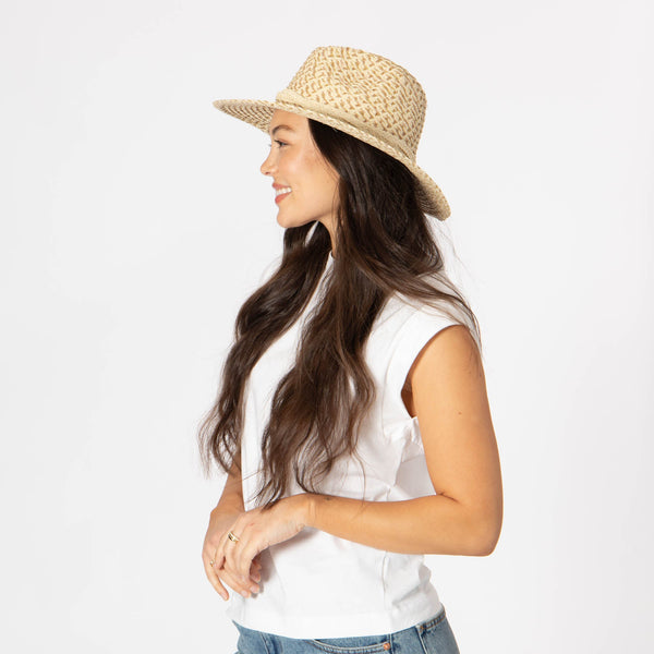 San Diego Hat Company Cheers - Multi Color Woven Paperbraid Fedora Natural