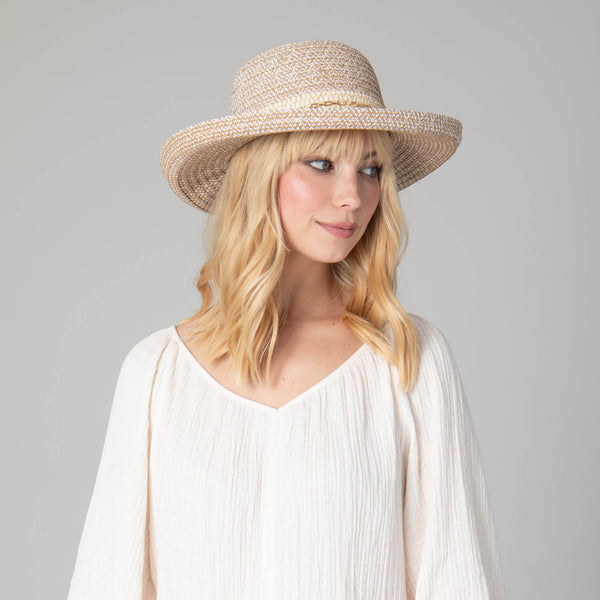 San Diego Hat Company Cora - Women's Ultrabraid Turned Up Kettle Brim With Gold Chain Trim