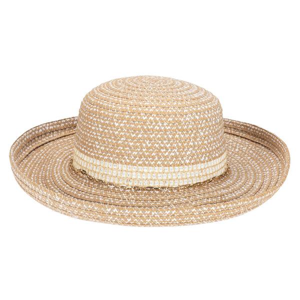 san diego hat company Cora - Women's Ultrabraid Turned Up Kettle Brim with Gold Chain Trim