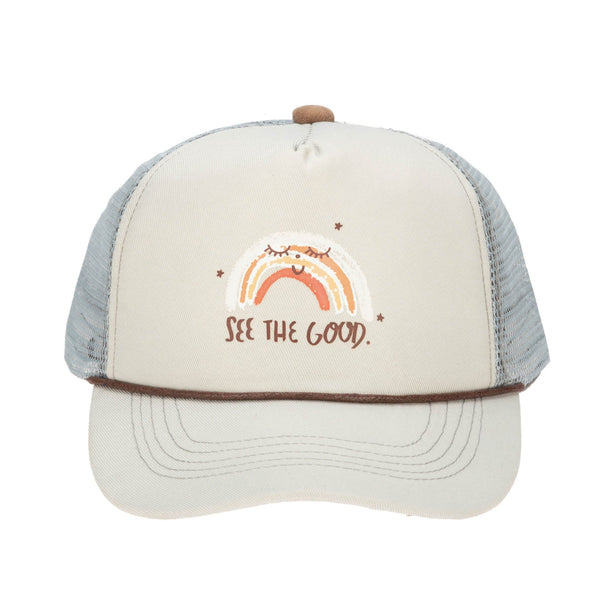 San Diego Hat Company Cut And Sew Trucker Hat With "See The Good" Rainbow Graphic