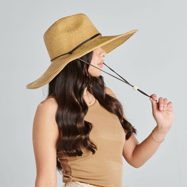 san Diego Hat Company El Campo 5" Brim Sun Hat - UPF50 Sun Protection With Chin Cord By San Diego Hat Co. Coffee