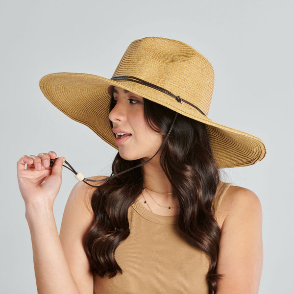 san Diego Hat Company El Campo 5" Brim Sun Hat - UPF50 Sun Protection With Chin Cord By San Diego Hat Co. Coffee