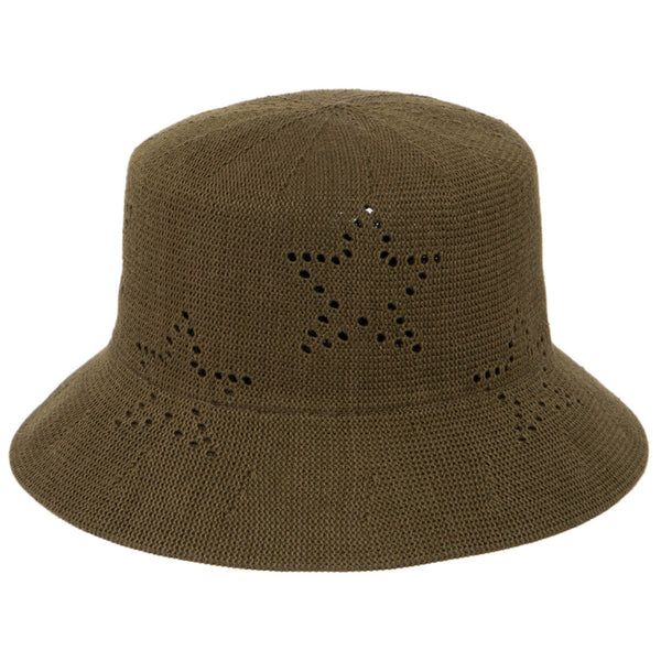 san diego hat company Eliza - Bucket Hat with Star Pointelle Details Olive