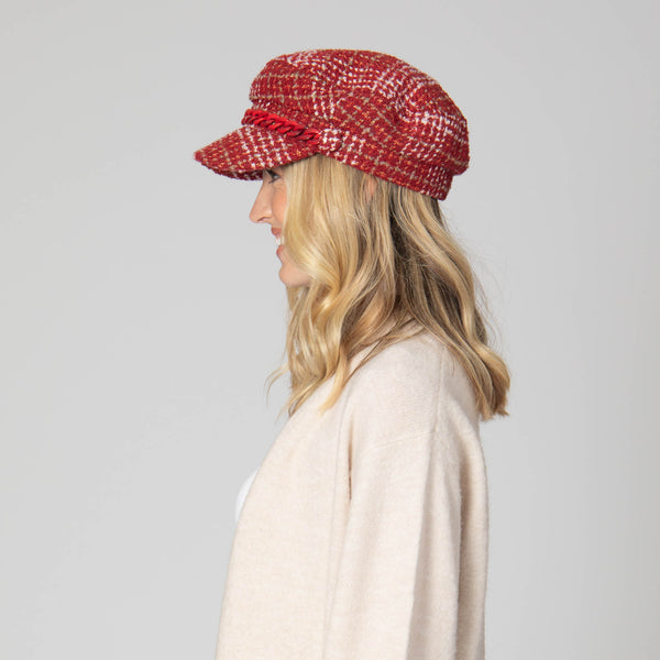 San Diego Hat Company Emmy Lou - Cut & Sew Tweed Cabbie Hat Red