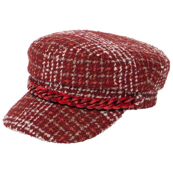 san diego hat company Emmy Lou - Cut & Sew Tweed Cabbie Hat Red