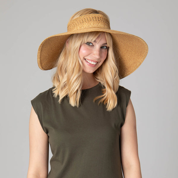 San Diego Hat Company Everyday Full Coverage - Wide Brim Roll Up Visor Toast