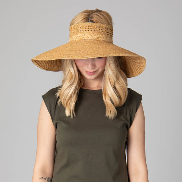 San Diego Hat Company Everyday Full Coverage - Wide Brim Roll Up Visor Toast