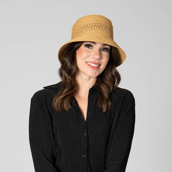 San Diego Hat Company Everyday Full Sun Women's Bucket Hat - Ultrabraid & Crown Ventilation Toast