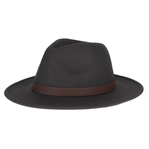 san diego hat company Fedora with Faux Leather Band and Metal Snap Back Closure