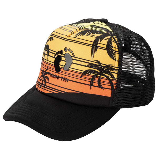 san diego hat company Hang Ten Sublimated Trucker Hat with Gel Print Logo and Mesh Back