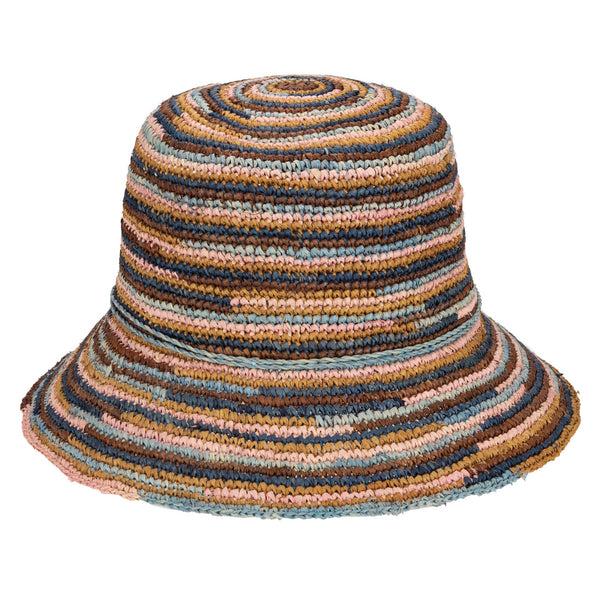 San Diego Hat Company Iris - Women's Crochet Raffia Packable Bucket Hat (RHS3109) Brown