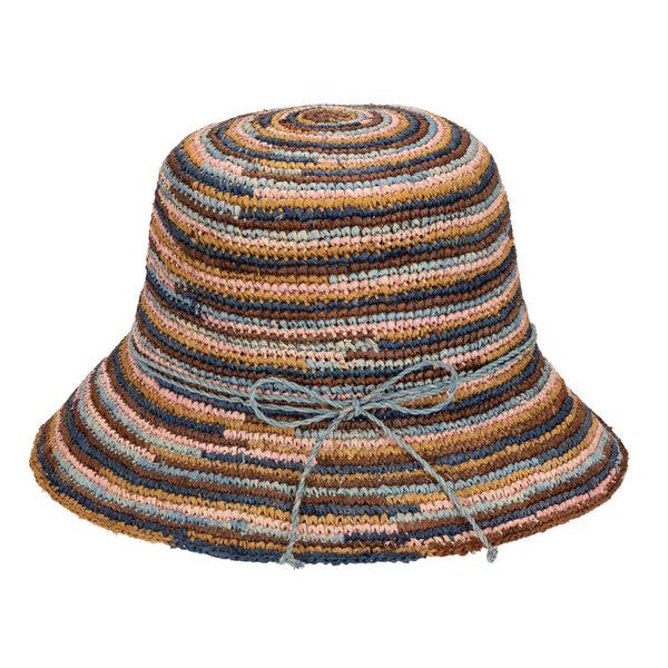 San Diego Hat Company Iris - Women's Crochet Raffia Packable Bucket Hat (RHS3109) Brown