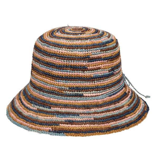 san diego hat company Iris - Women's Crochet Raffia Packable Bucket Hat (RHS3109) brown