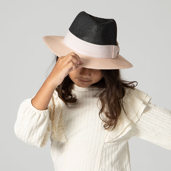 San Diego Hat Company Kid Paper Color Blocked Fedora