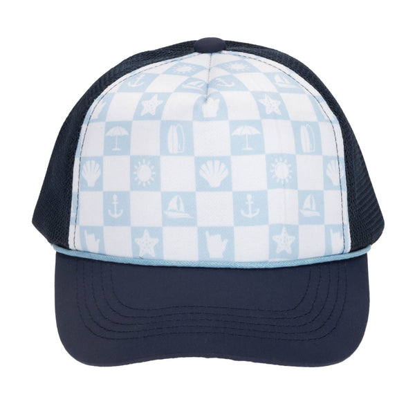 San Diego Hat Company Kids Foam Trucker Hat With Checkered Print
