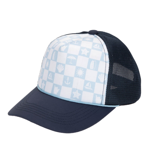 san diego hat company Kids Foam Trucker Hat with Checkered Print