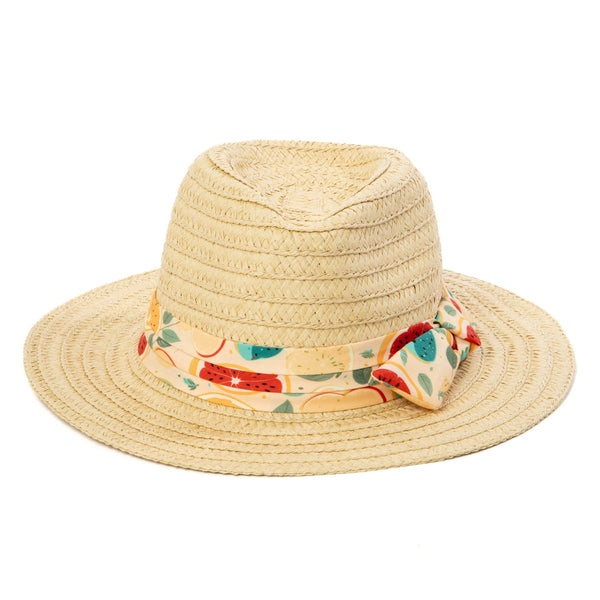 San Diego Hat Company Kids Pinch Crown Fedora With Fruit Printed Band