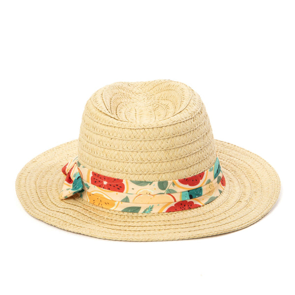 San Diego Hat Company Kids Pinch Crown Fedora With Fruit Printed Band