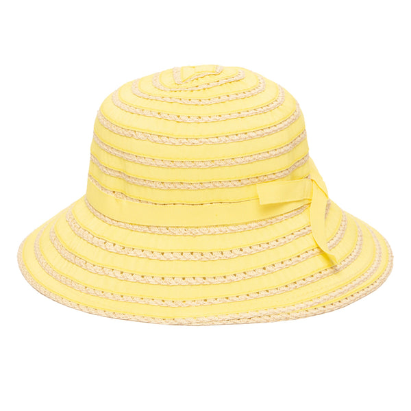 San Diego Hat Company Kids Ribbon And Paper Straw Bucket Hat With Ribbon Bow Detail Hot Pink