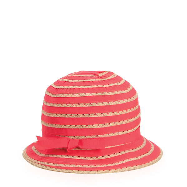 san diego hat company Kids Ribbon And Paper Straw Bucket Hat With Ribbon Bow Detail Hot Pink