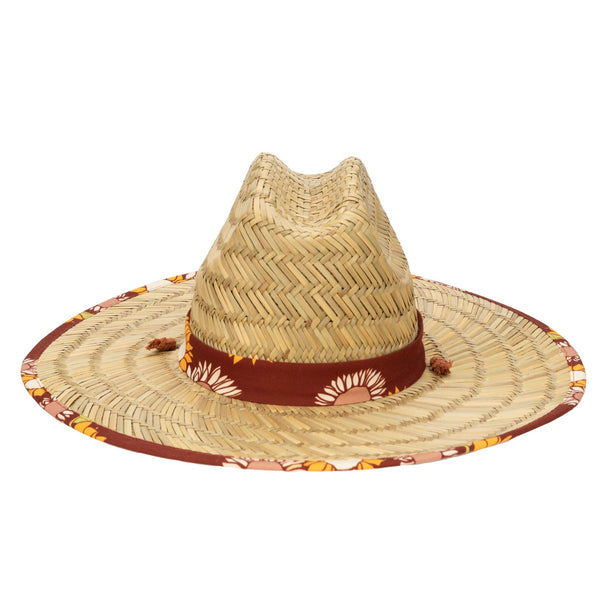 San Diego Hat Company Kids Straw Lifeguard With Sunflower Printed Underbrim