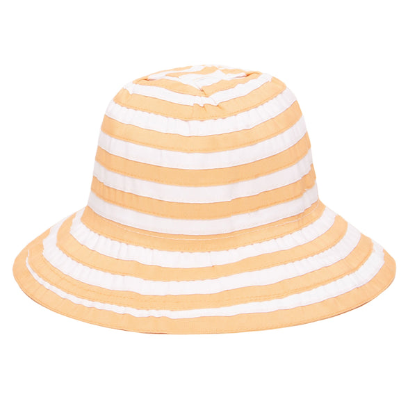 san diego hat company Kids Striped Ribbon Bucket Hat With Chin Strap Orange