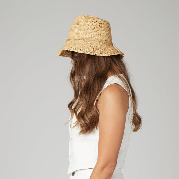 San Diego Hat Company Laguna - Womens Crochet Raffia Bucket Natural