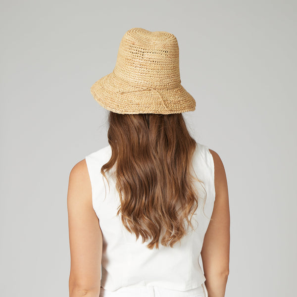 San Diego Hat Company Laguna - Womens Crochet Raffia Bucket Natural