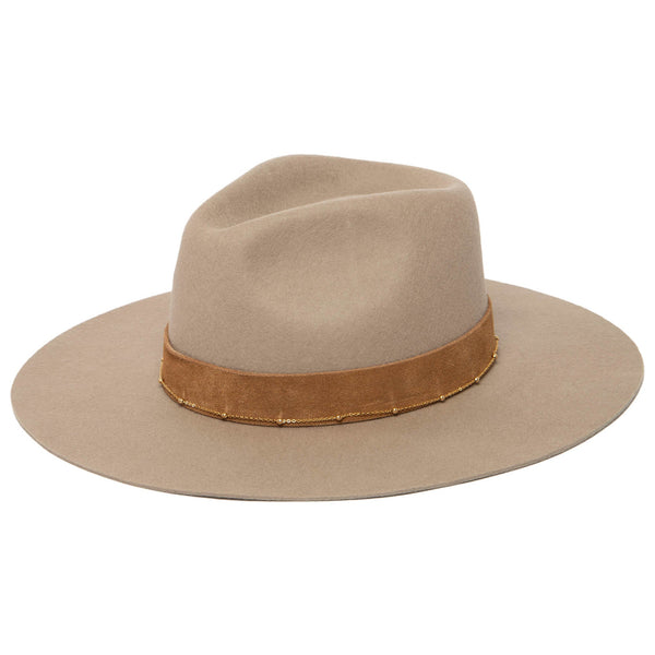 san diego hat company Loretta - Stiff Brim Fedora with Suede Band and Gold Chain