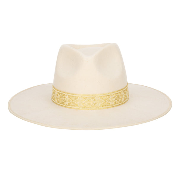 San Diego Hat Company Love At First Sight- Women's Wool Felt Fedora Gold Jacquard Band