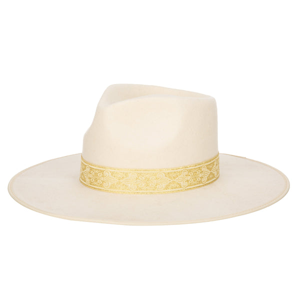 san diego hat company Love At First Sight- Women's Wool Felt Fedora Gold Jacquard Band