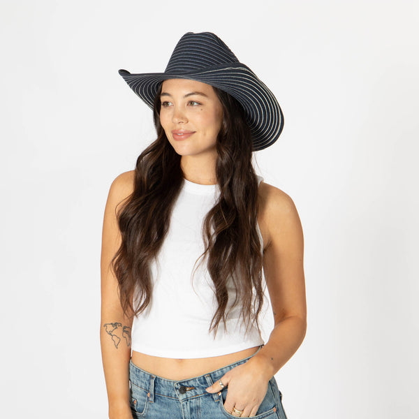 San Diego Hat Company Luz - Cattleman's Crease Cowboy With Rolled Wire Brim Denim