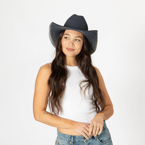 San Diego Hat Company Luz - Cattleman's Crease Cowboy With Rolled Wire Brim Denim