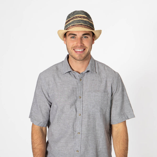 San Diego Hat Company Men's Crochet Braided Raffia Stingy Brim Fedora