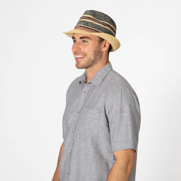 San Diego Hat Company Men's Crochet Braided Raffia Stingy Brim Fedora