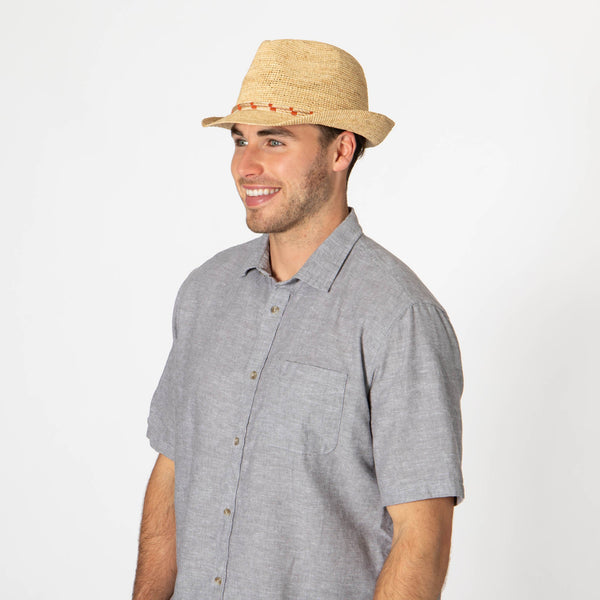 San Diego Hat Company Men's Crochet Raffia Stingy Brim Fedora