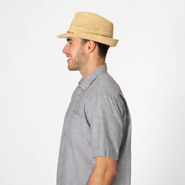 San Diego Hat Company Men's Crochet Raffia Stingy Brim Fedora