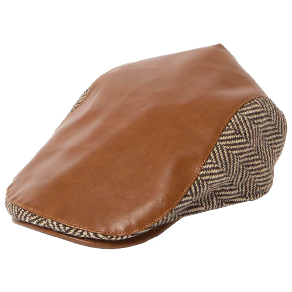 san diego hat company Men's Faux Leather Driver with Herringbone Side Panels