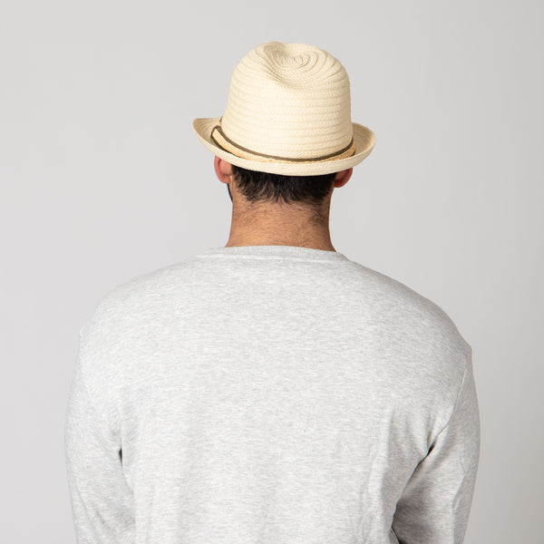San Diego Hat Company Men's Fedora With Layered Webbing & Raffia Trim NATURAL