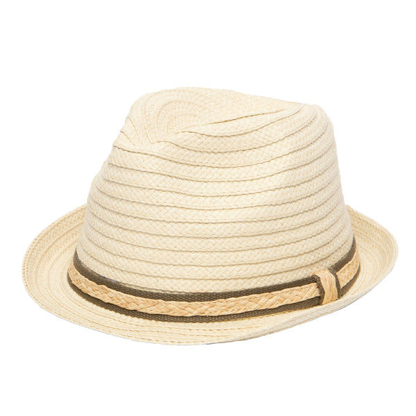 san diego hat company Men's Fedora With Layered Webbing & Raffia Trim NATURAL