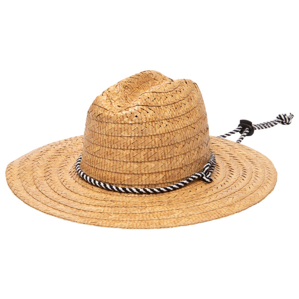 san diego hat company Men's kwai braided straw lifeguard with adjustable black and white chin cord (RSM586)