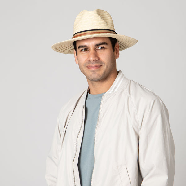 San Diego Hat Company Men's Panama With Layered Webbing & Faux Leather Trim